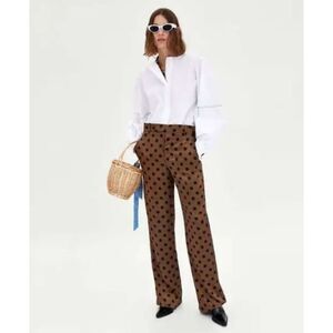 ZARA BROWN POLKA DOT TROUSERS  SIZE S (SMALL)